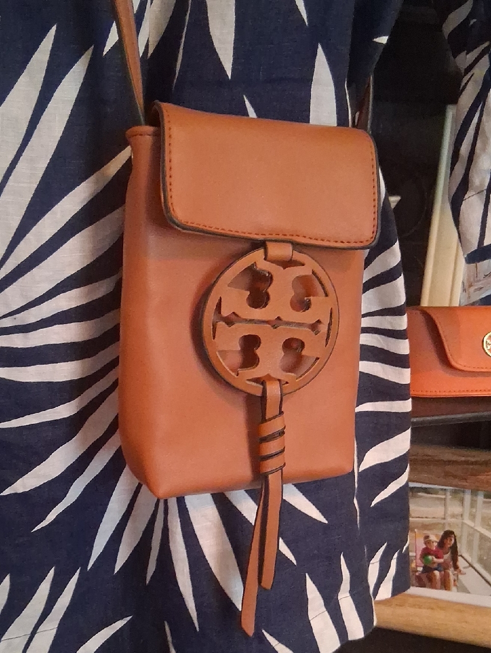 Tory Burch Tan Leather Crossbody with Signature Medallion